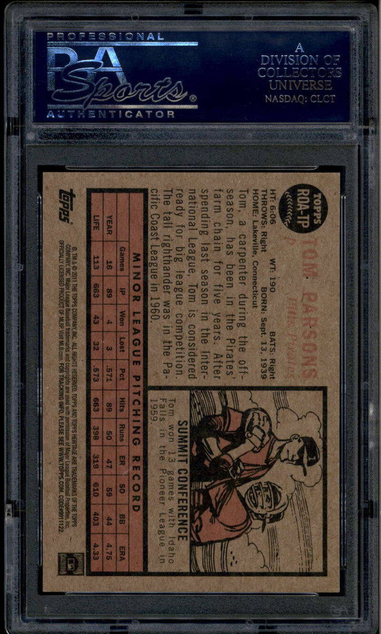 2011 Topps Heritage Real One Autographs TP Tom Parsons Auto PSA 8.5 NM-MT+