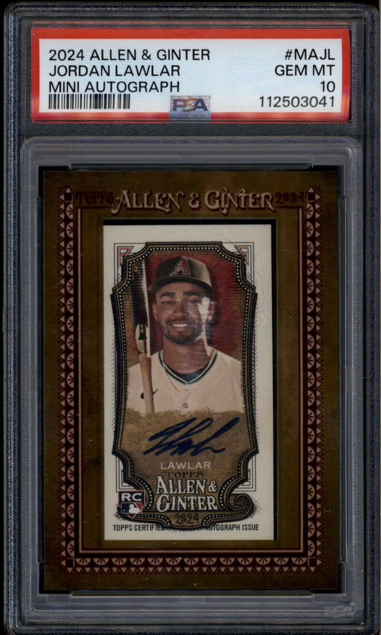 SOLD 175936 2024 Topps Allen and Ginter Framed Mini Autographs Jordan Lawlar RC Auto PSA 10