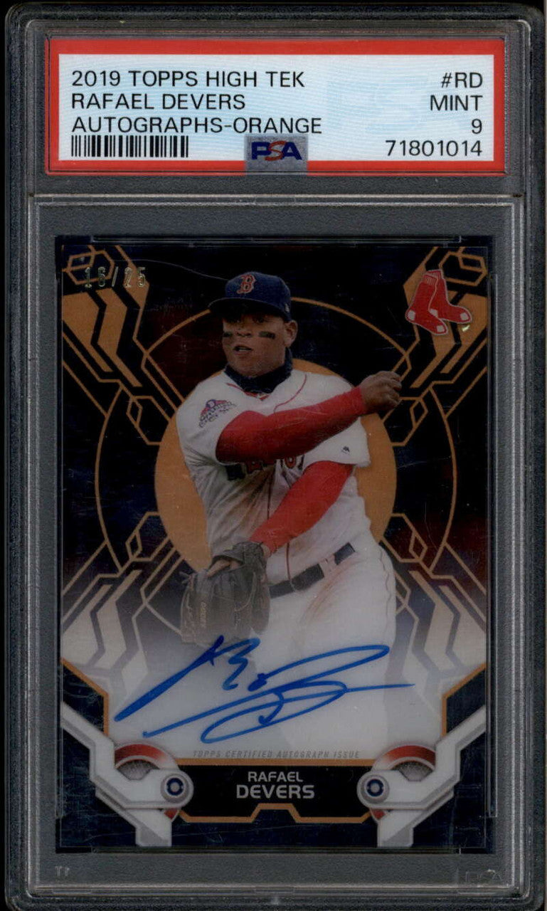 2019 Topps High Tek Autographs Orange HTARD Rafael Devers Auto 16/25 PSA 9 MINT