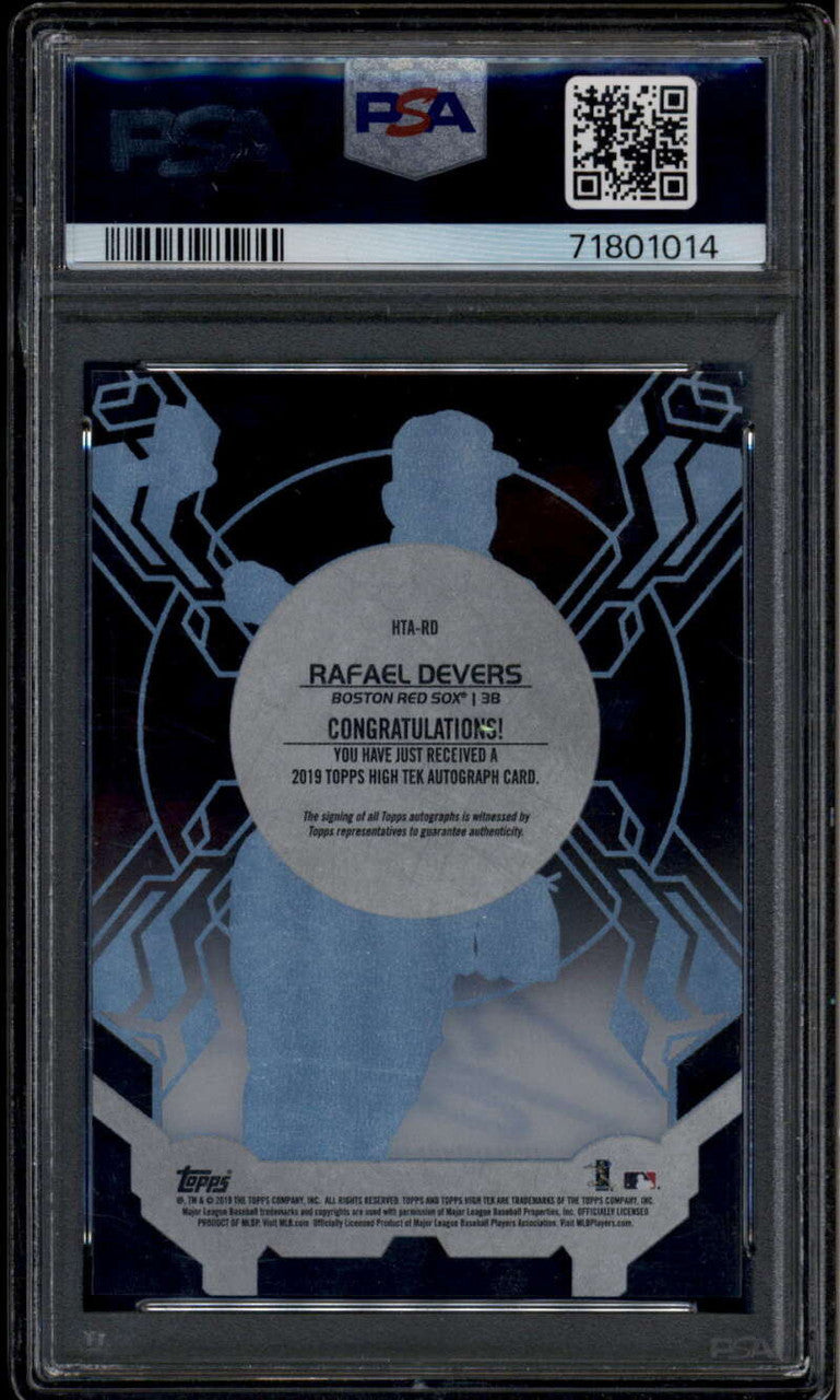 2019 Topps High Tek Autographs Orange HTARD Rafael Devers Auto 16/25 PSA 9 MINT