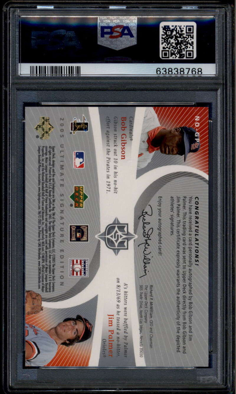 2005 Ultimate Signature No-Hitters Autograph Gibson Palmer Auto /125 PSA/DNA 10
