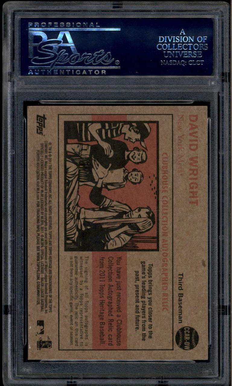 2011 Topps Heritage Clubhouse Collection David Wright Jersey Auto 10/25 PSA 8