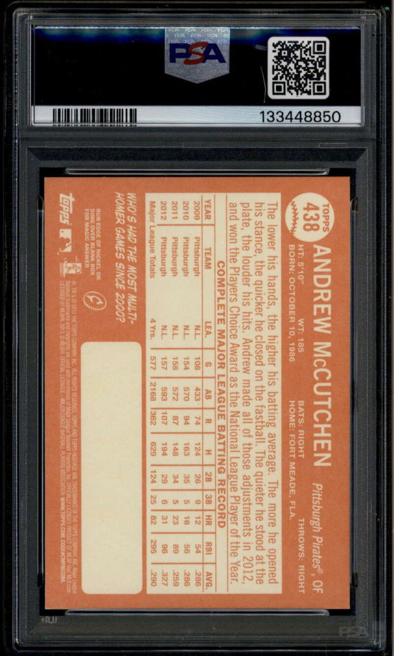 2013 Topps Heritage 438b Andrew McCutchen Running Action SP PSA 9 MINT