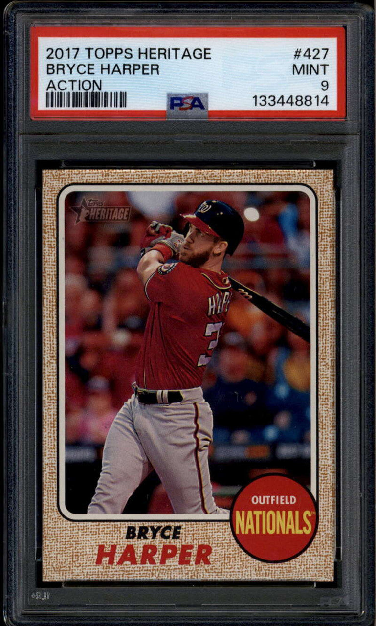 2017 Topps Heritage 427b Bryce Harper Action SP PSA 9 MINT