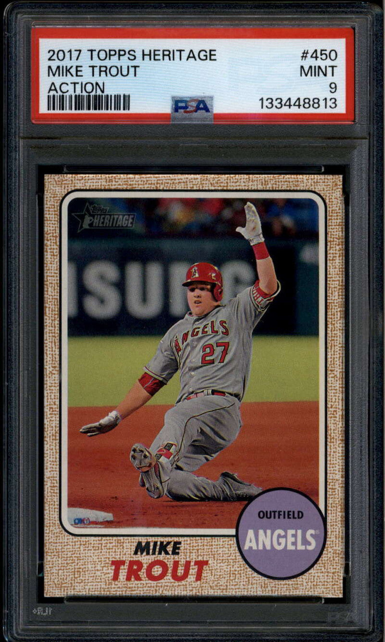 2017 Topps Heritage 450b Mike Trout Action SP PSA 9 MINT