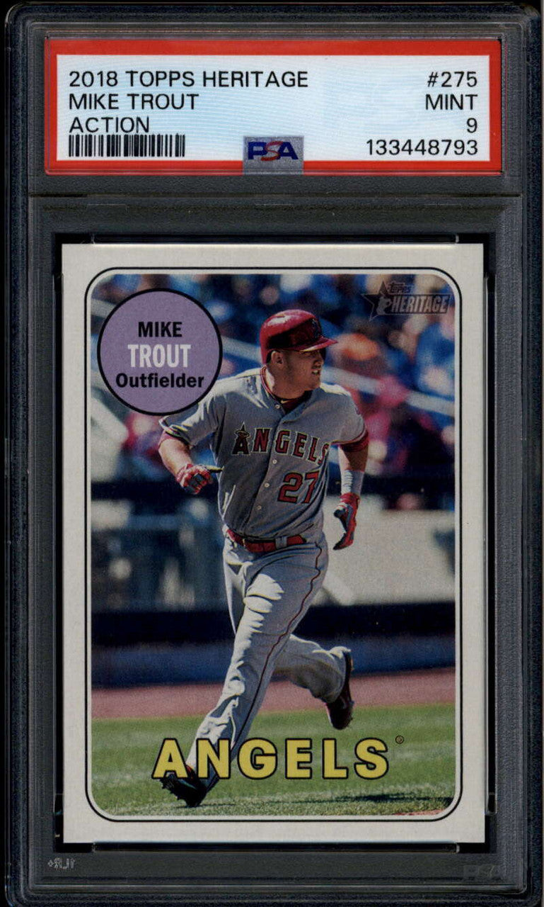 SOLD 175990 2018 Topps Heritage Action Variations 275 Mike Trout PSA 9 MINT