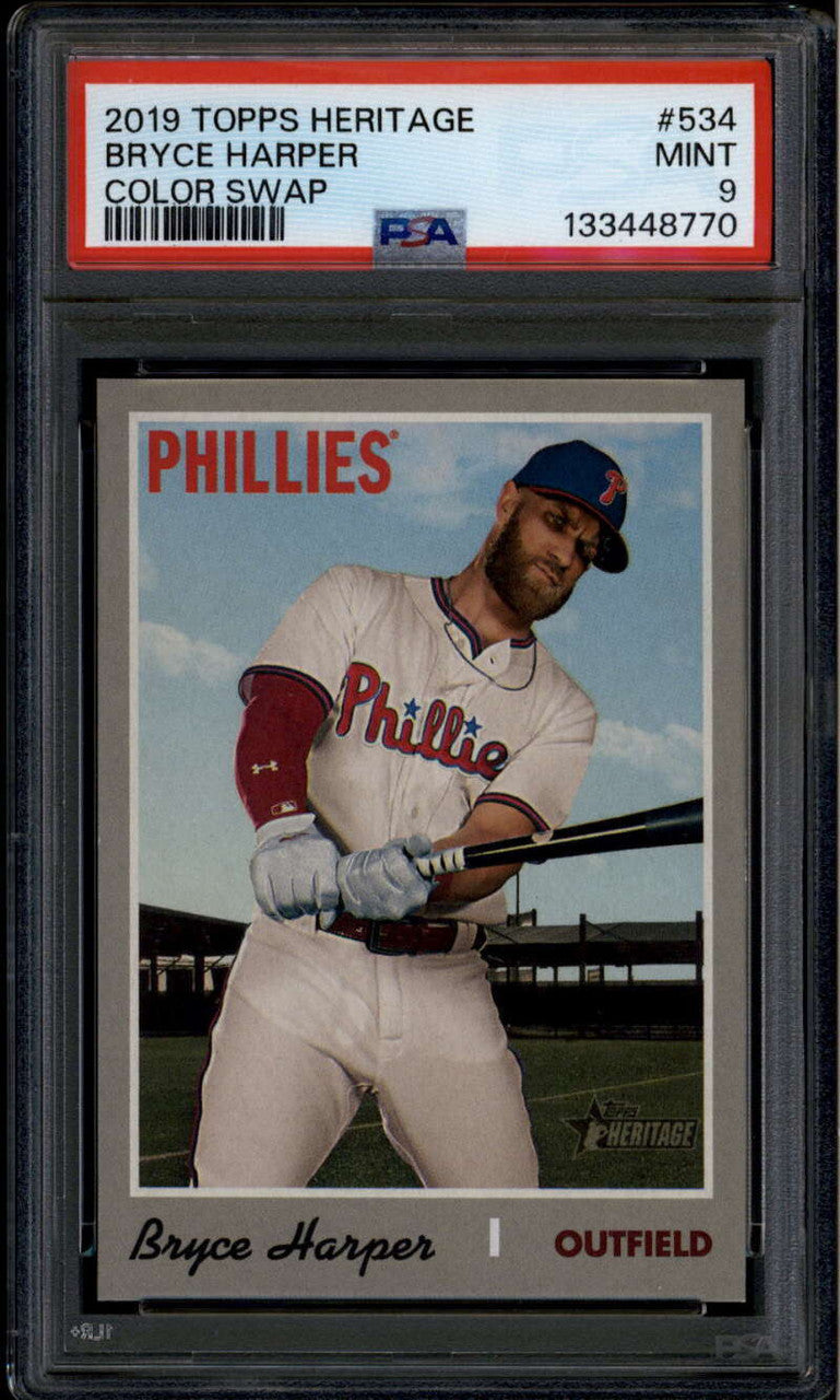 2019 Topps Heritage Team Color Swap Variations 534 Bryce Harper SP PSA 9 MINT