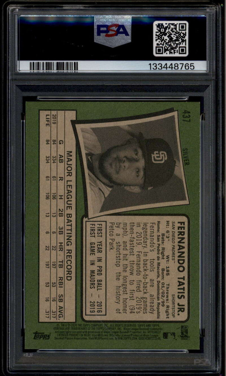 2020 Topps Heritage Silver Team Name Variations 437 Fernando Tatis SP PSA 9 MINT