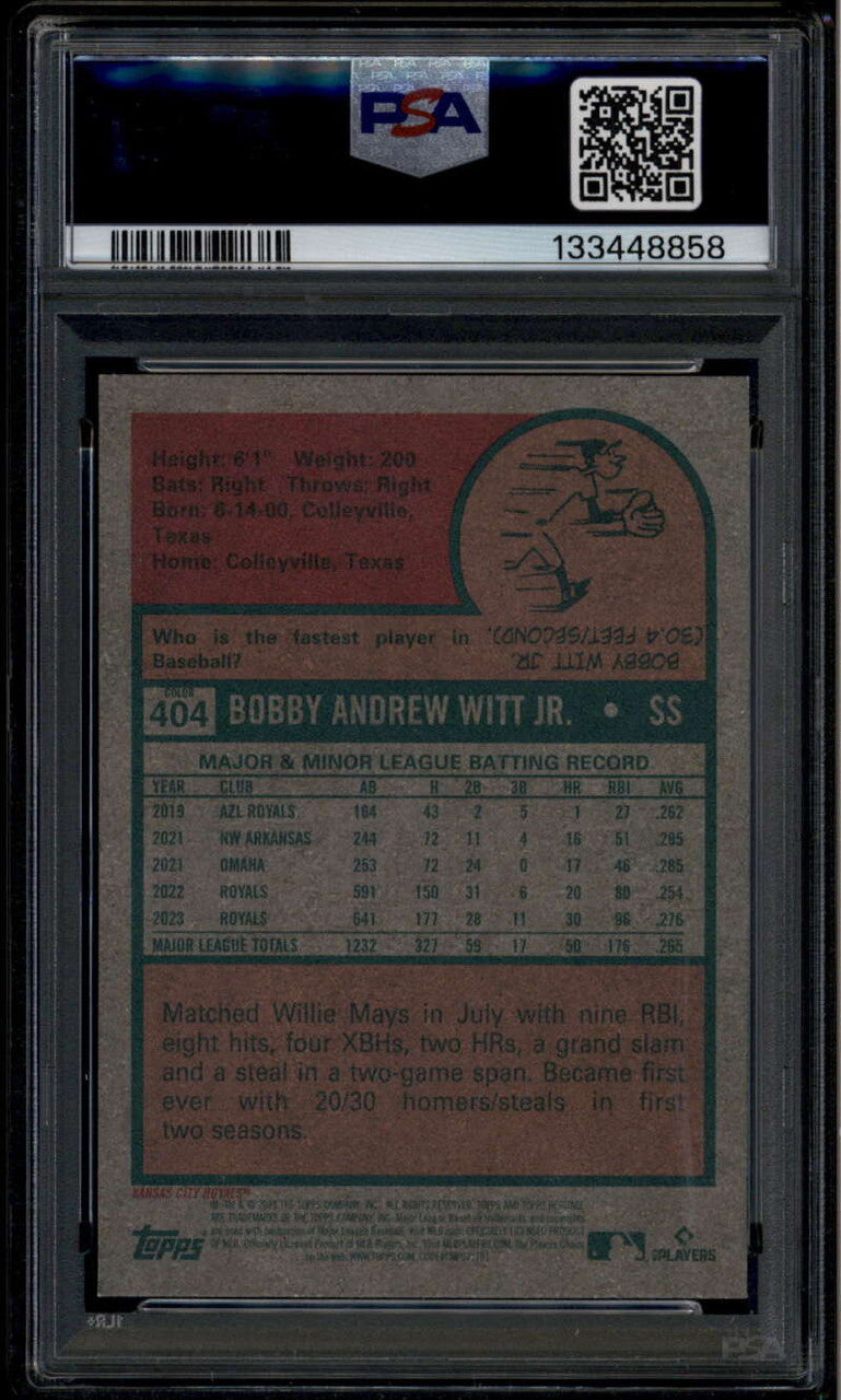 SOLD 176000 2024 Topps Heritage Color Swap Variations 404 Bobby Witt Jr. SP PSA 9 MINT
