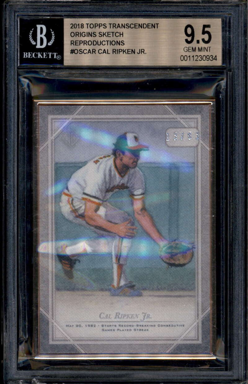 2018 Topps Trasncendent Origins Sketch Reproductions Cal Ripken Jr 13/83 BGS 9.5