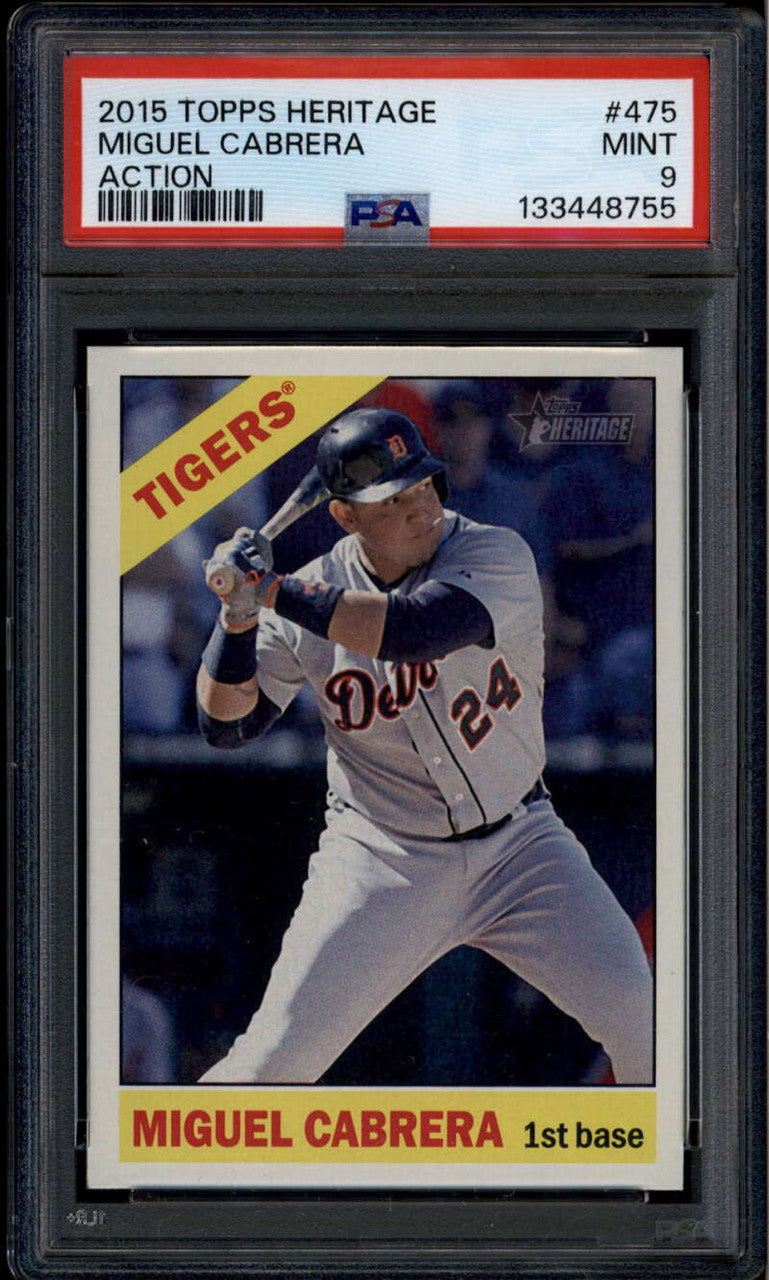 2015 Topps Heritage 475c Miguel Cabrera Action SP PSA 9 MINT