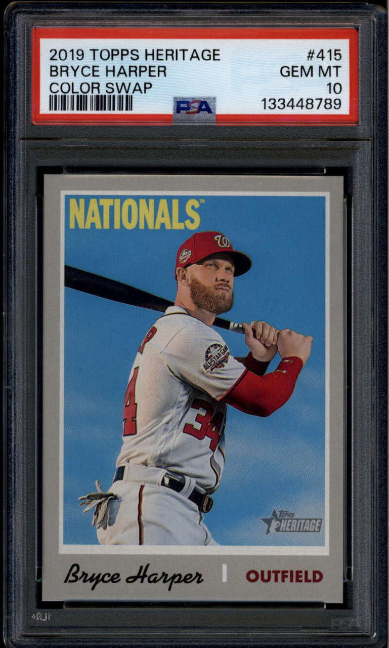 SOLD 176024 2019 Topps Heritage Team Color Swap Variations 415 Bryce Harper SP PSA 10 GEM MT