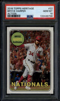 2018 Topps Heritage Action Variations 22 Bryce Harper SP PSA 10 GEM MT
