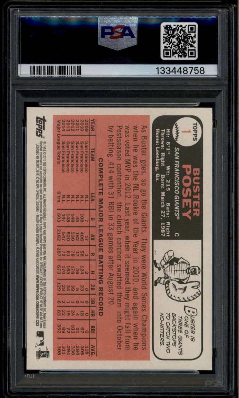 2015 Topps Heritage 1b Buster Posey Action SP PSA 10 GEM MT