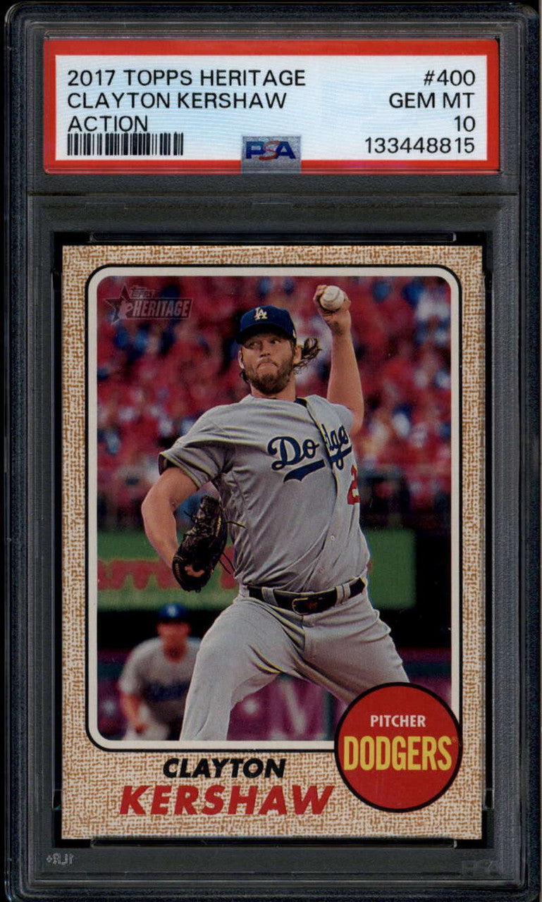 2017 Topps Heritage 400b Clayton Kershaw Action SP PSA 10 GEM MT