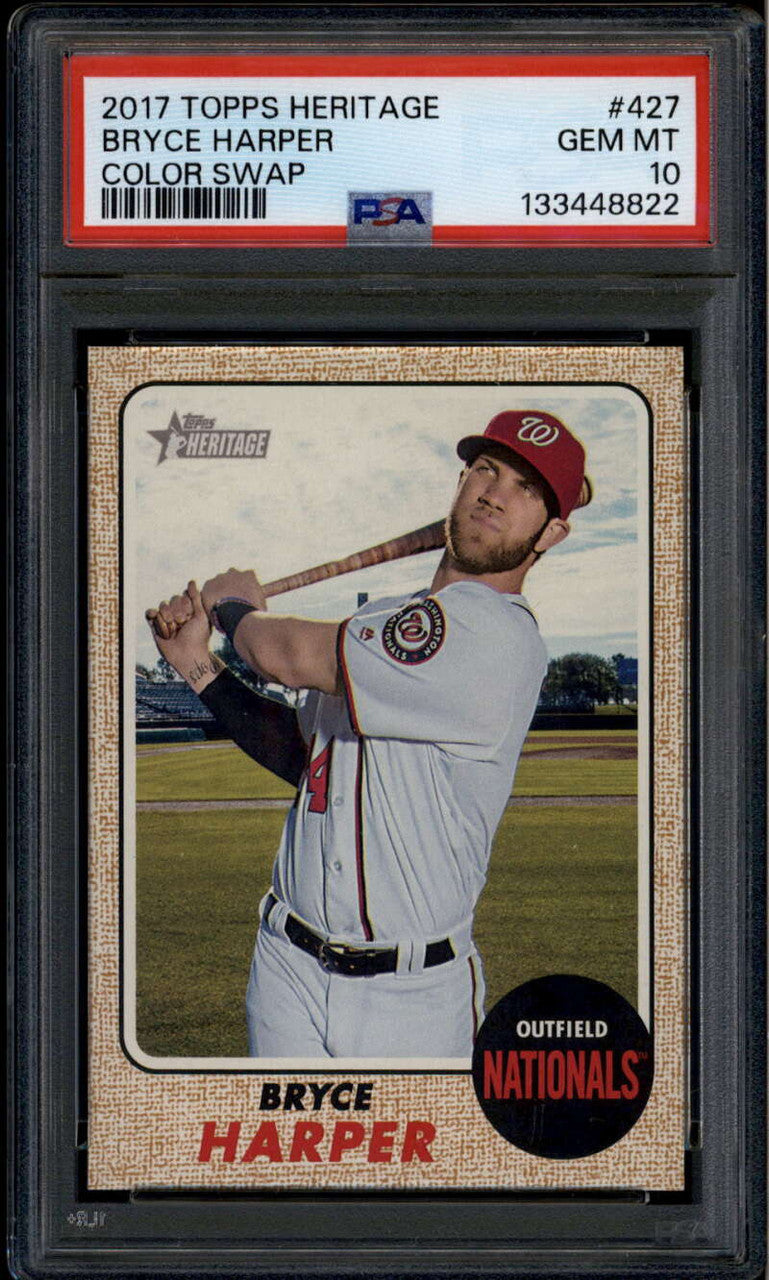 2017 Topps Heritage 427c Bryce Harper Color Swap SP PSA 10 GEM MT