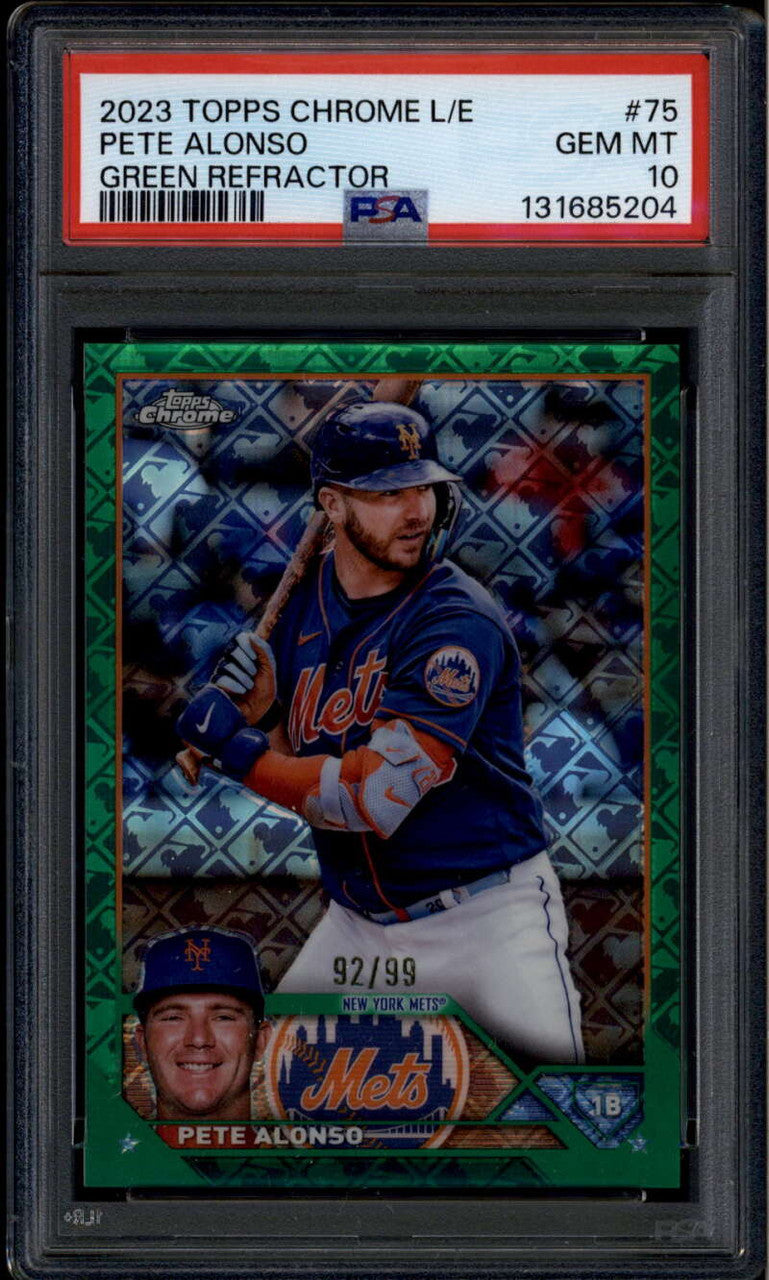 2023 Topps Chrome Logofractor Green Refractor 75 Pete Alonso 92/99 PSA 10 GEM MT