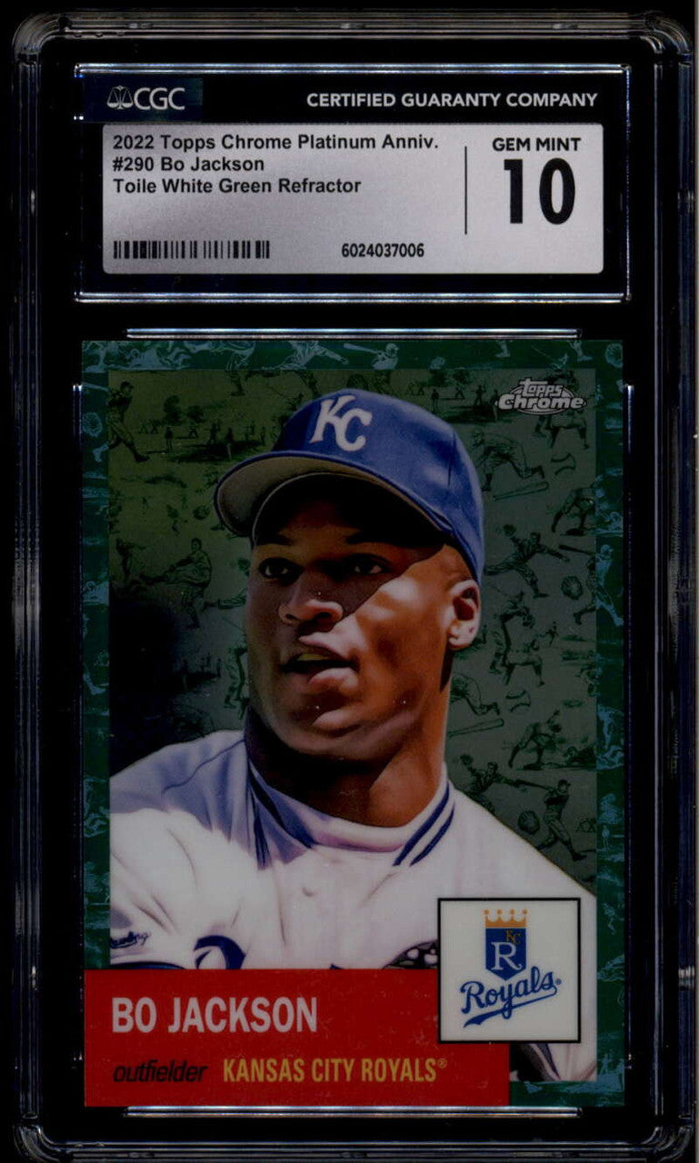 2022 Topps Chrome Platinum Toile White Green Refractor 290 Bo Jackson /99 CGC 10