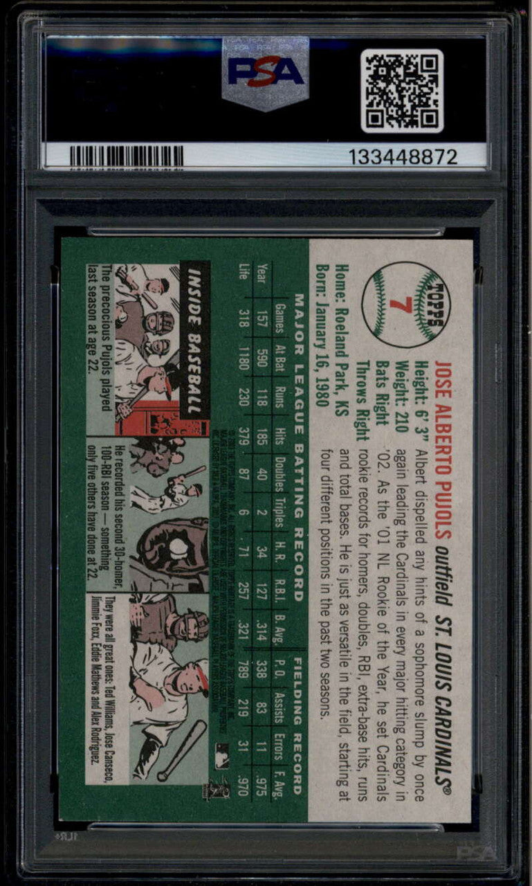 SOLD 176060 2003 Topps Heritage 7b Albert Pujols Black Background SP PSA 9 MINT