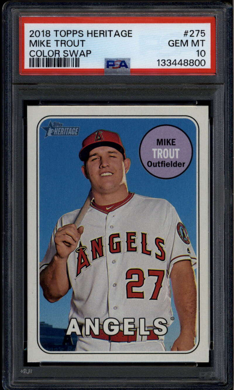 2018 Topps Heritage Team Color Swap Variations 275 Mike Trout SP PSA 10 GEM MT
