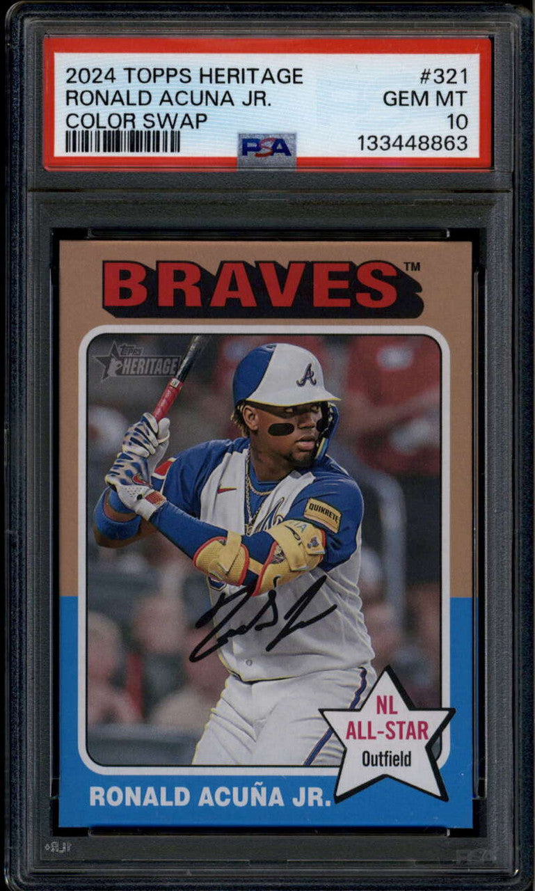 SOLD 176080 2024 Topps Heritage Color Swap Variations 321 Ronald Acuna Jr. SP PSA 10 GEM MT