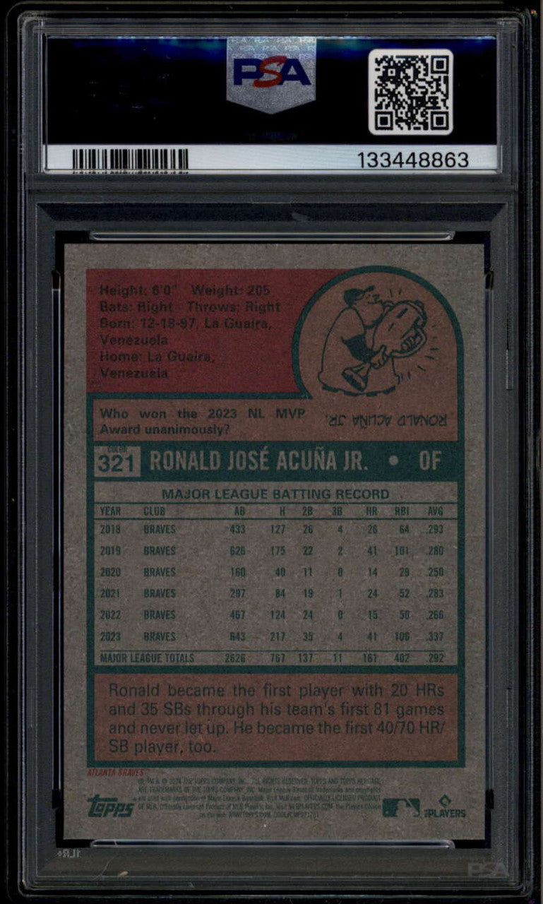 SOLD 176080 2024 Topps Heritage Color Swap Variations 321 Ronald Acuna Jr. SP PSA 10 GEM MT