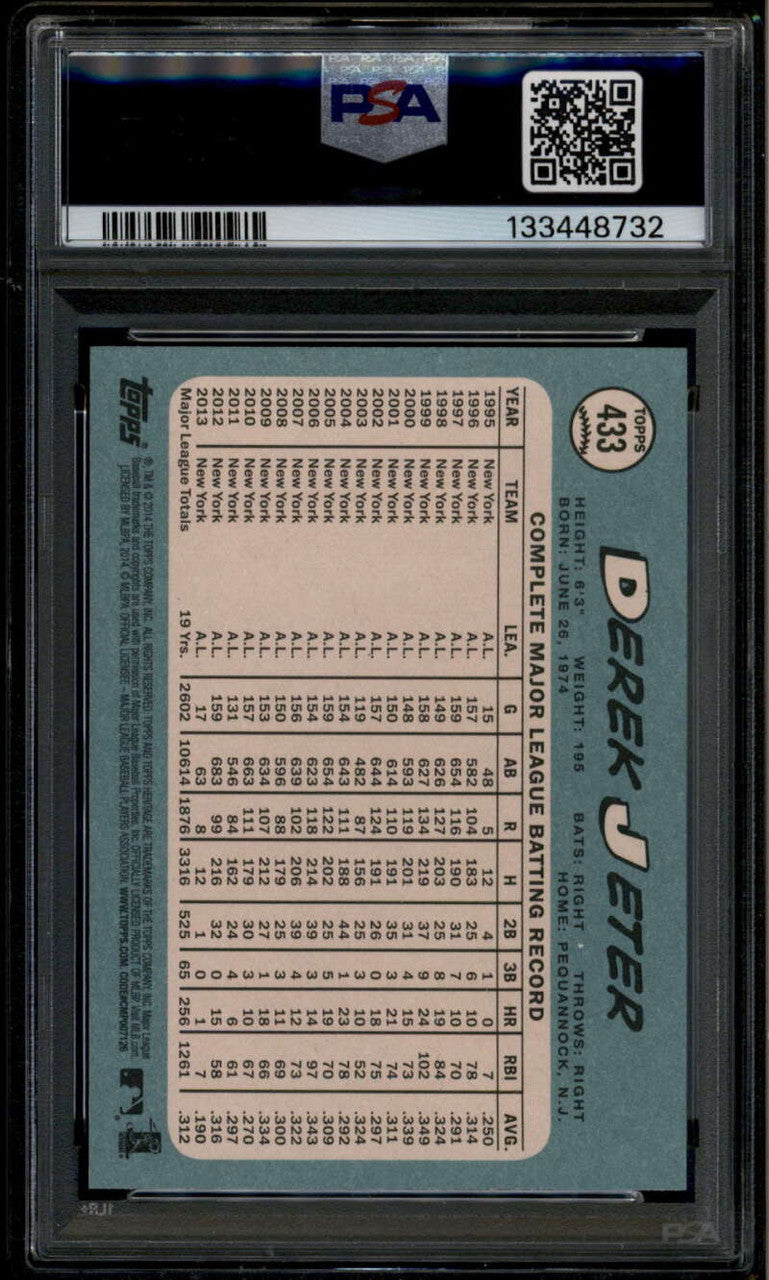 2014 Topps Heritage 433c Derek Jeter Batting Action PSA 10 GEM MT 133448732