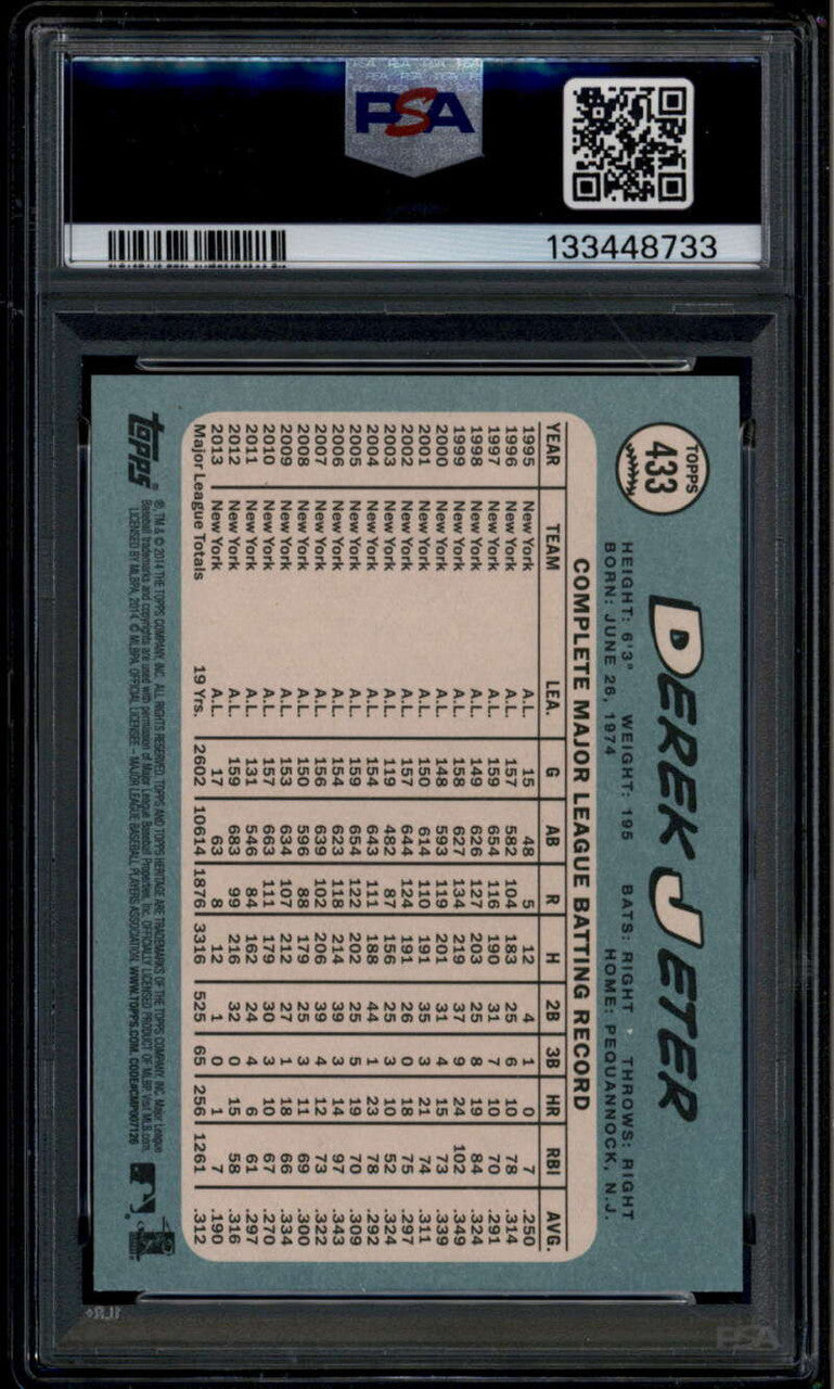 2014 Topps Heritage 433c Derek Jeter Batting Action PSA 10 GEM MT 133448733