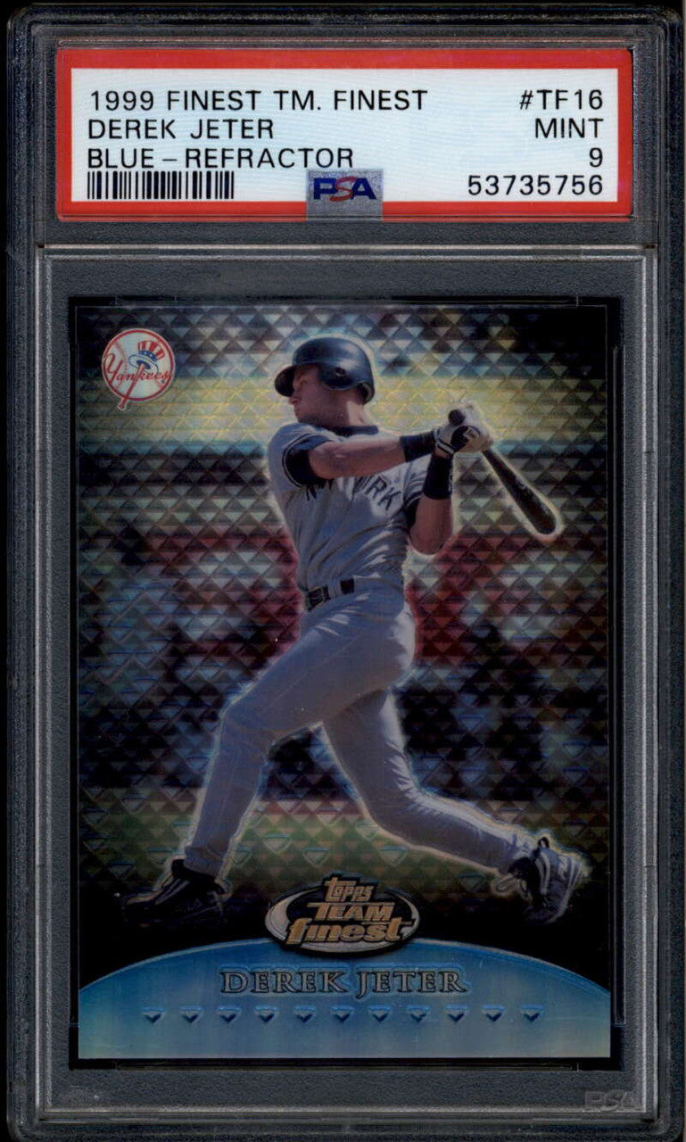 1999 Finest Team Finest Blue Refractor tf16 Derek Jeter 88/150 PSA 9 MINT