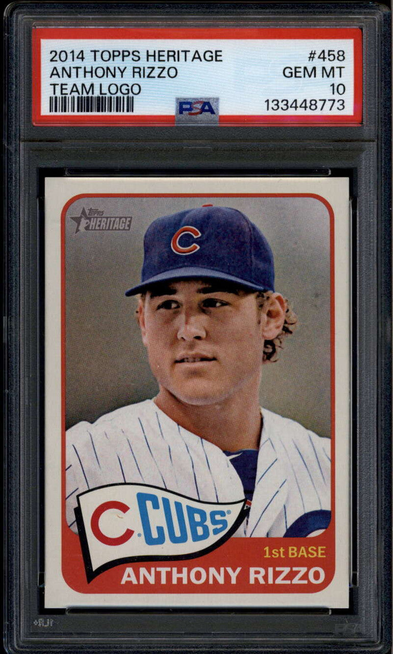2014 Topps Heritage 458b Anthony Rizzo Team Logo SP PSA 10 GEM MT