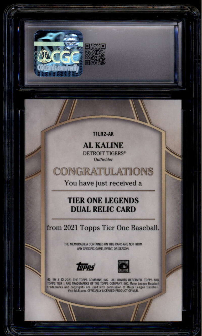 2021 Topps Tier One Legend Relics Al Kaline Dual Jersey 25/25 CGC 10 GEM MINT