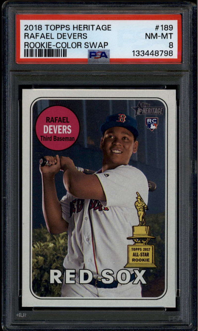 DELETE 176112 2018 Topps Heritage Team Color Swap Variations 189 Rafael Devers Rookie SP PSA 8