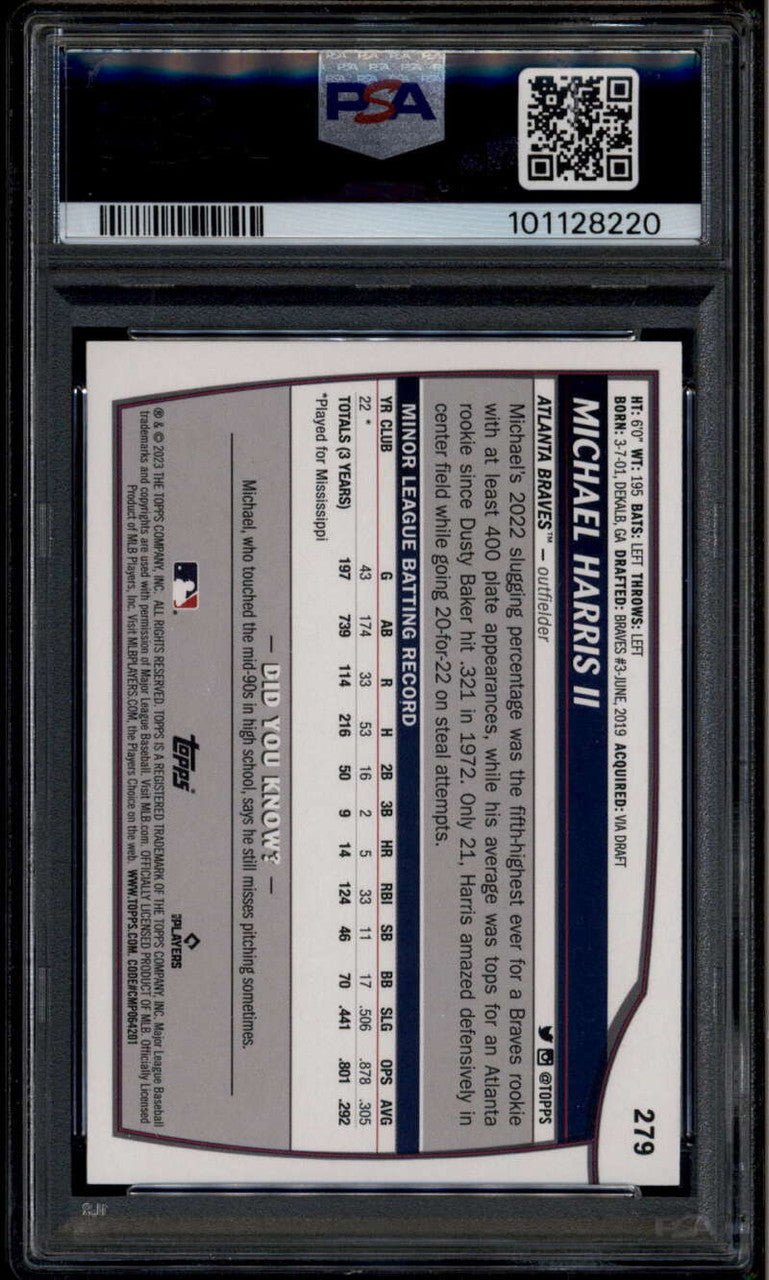 SOLD 176117 2023 Topps Big League Black Black 279 Michael Harris II Rookie 11/25 PSA 9 MINT