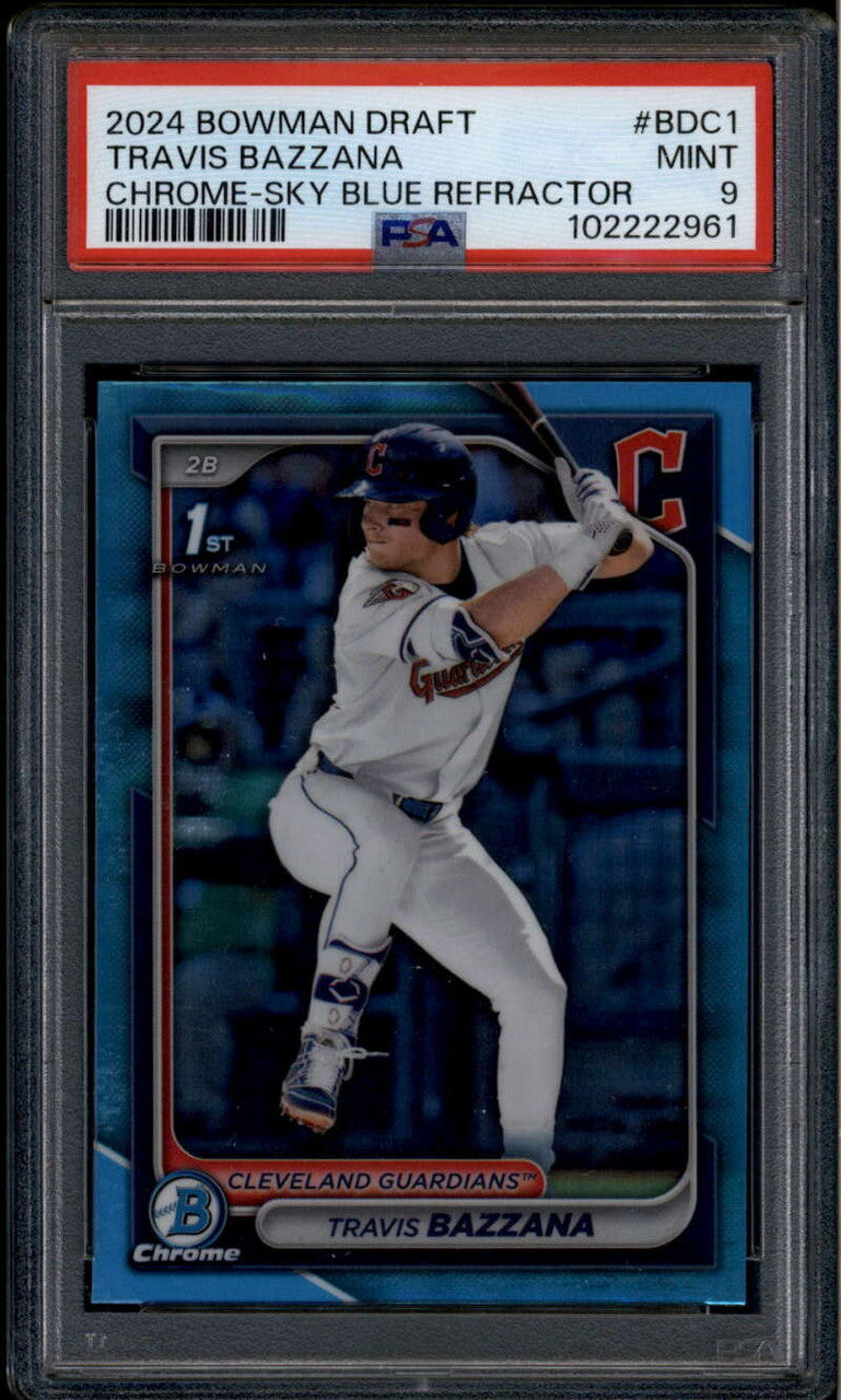 DELETE 176119 2024 Bowman Chrome Draft Sky Blue Refractor bdc49 Travis Bazzana Rookie PSA 9