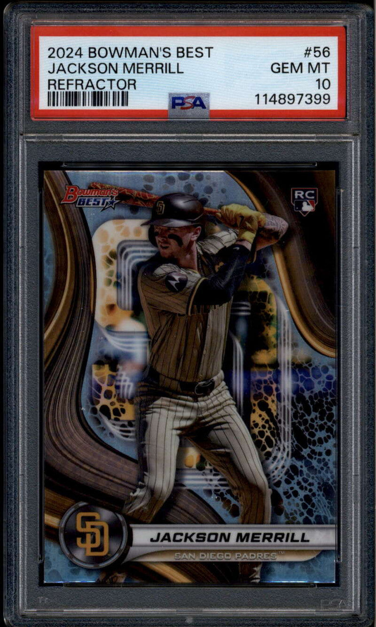 SOLD 176124 2024 Bowman's Best Refractor 56 Jackson Merrill Rookie PSA 10 GEM MT