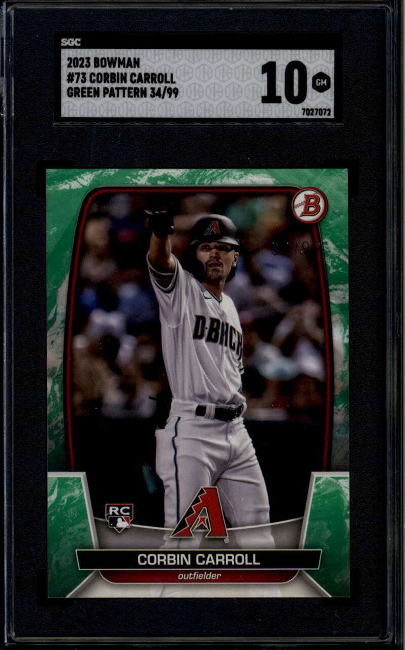 2023 Bowman Green Pattern 73 Corbin Carroll Rookie 34/99 SGC 10 GM