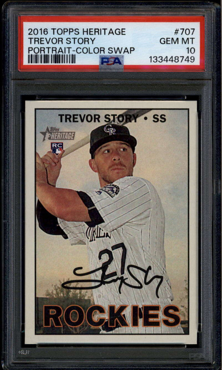2016 Topps Heritage 707c Trevor Story Portrait Color Swap Rookie SP PSA 10 GEM