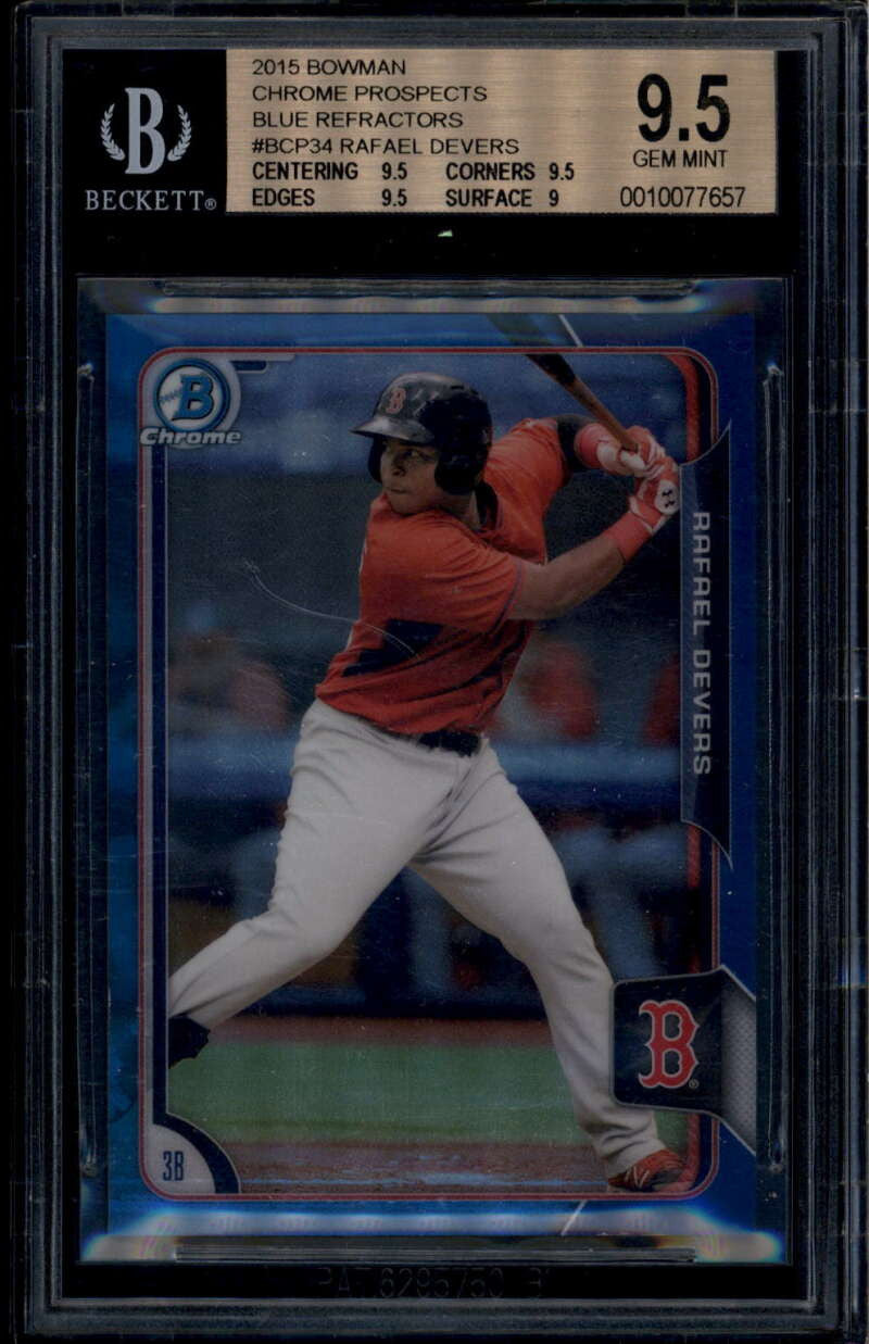 2015 Bowman Chrome Prospect Blue Refractor bcp34 Rafael Devers RC 85/150 BGS 9.5