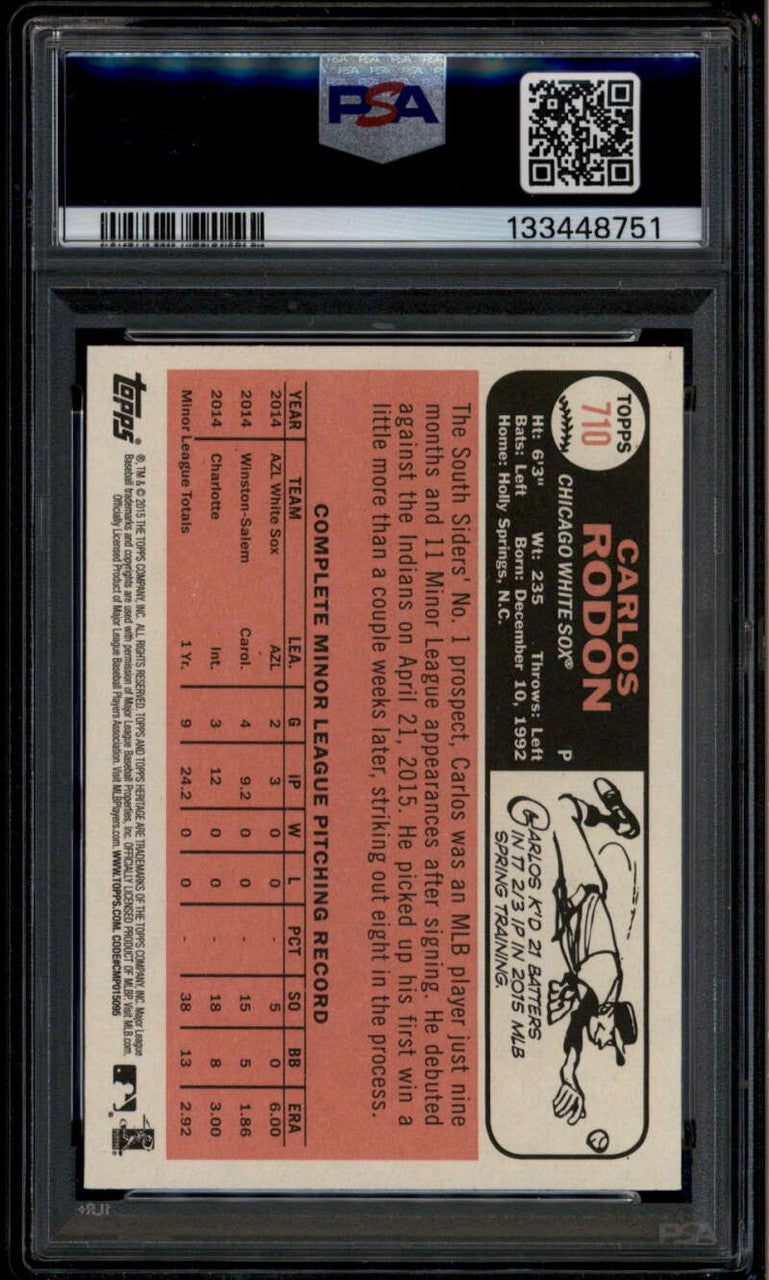 2015 Topps Heritage 710c Carlos Rodon Portrait Color Swap Rookie SP PSA 10 GEM