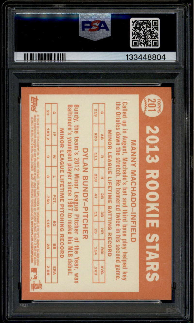 2013 Topps Heritage Black 201 Dylan Bundy Manny Machado Rookie PSA 9 MINT 804