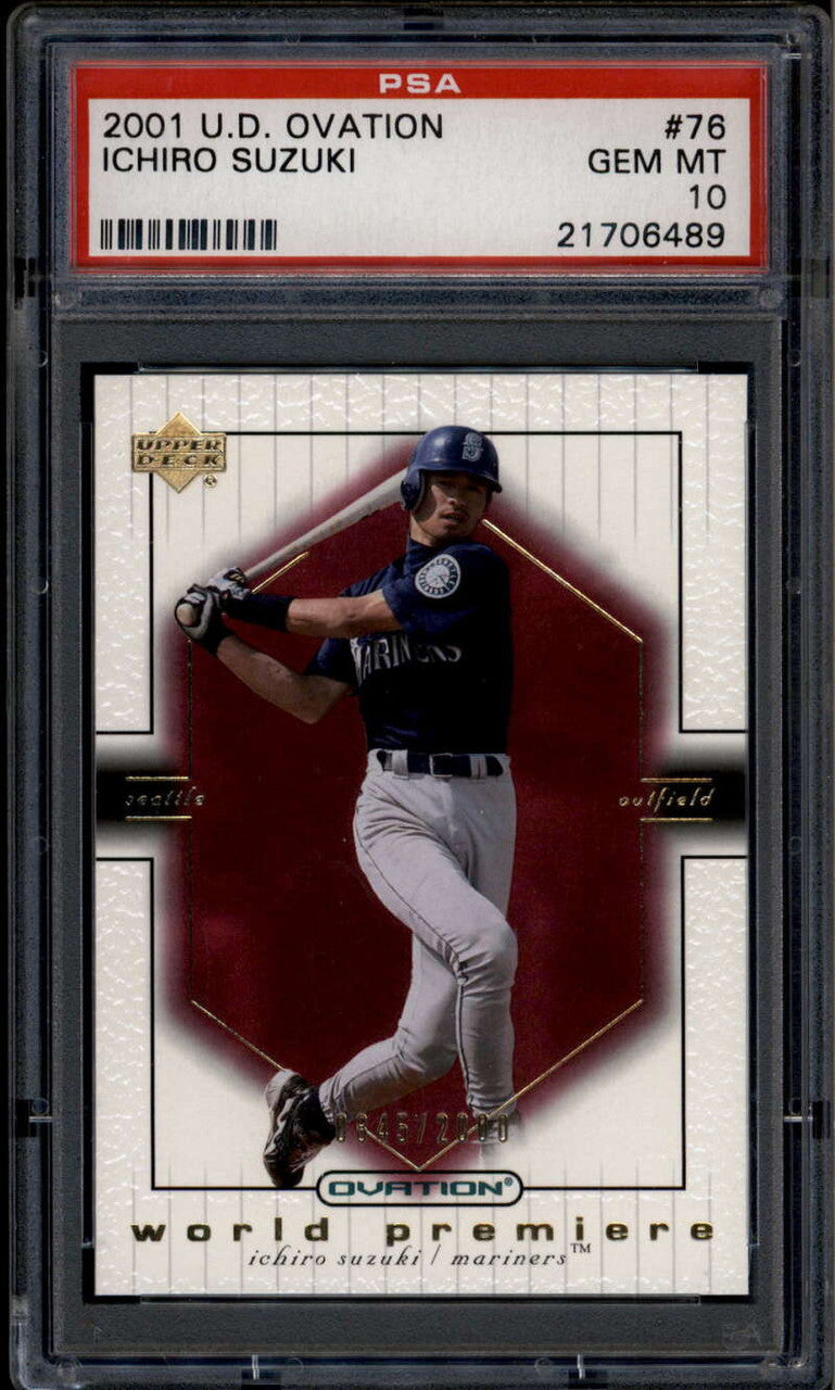 2001 Upper Deck Ovation 76 Ichiro Suzuki Rookie 845/2000 World Premiere PSA 10