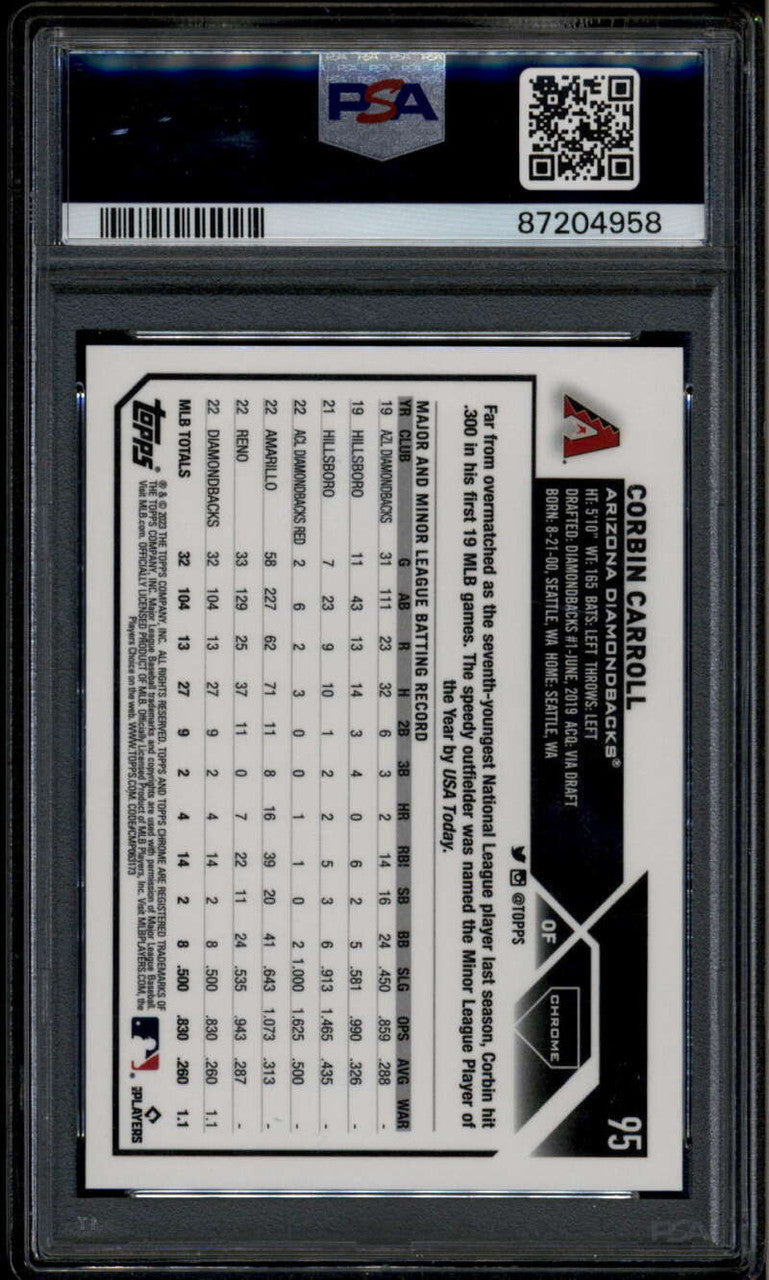 2023 Topps Chrome Variations Gold Speckle Refractor Corbin Carroll RC /50 PSA 10