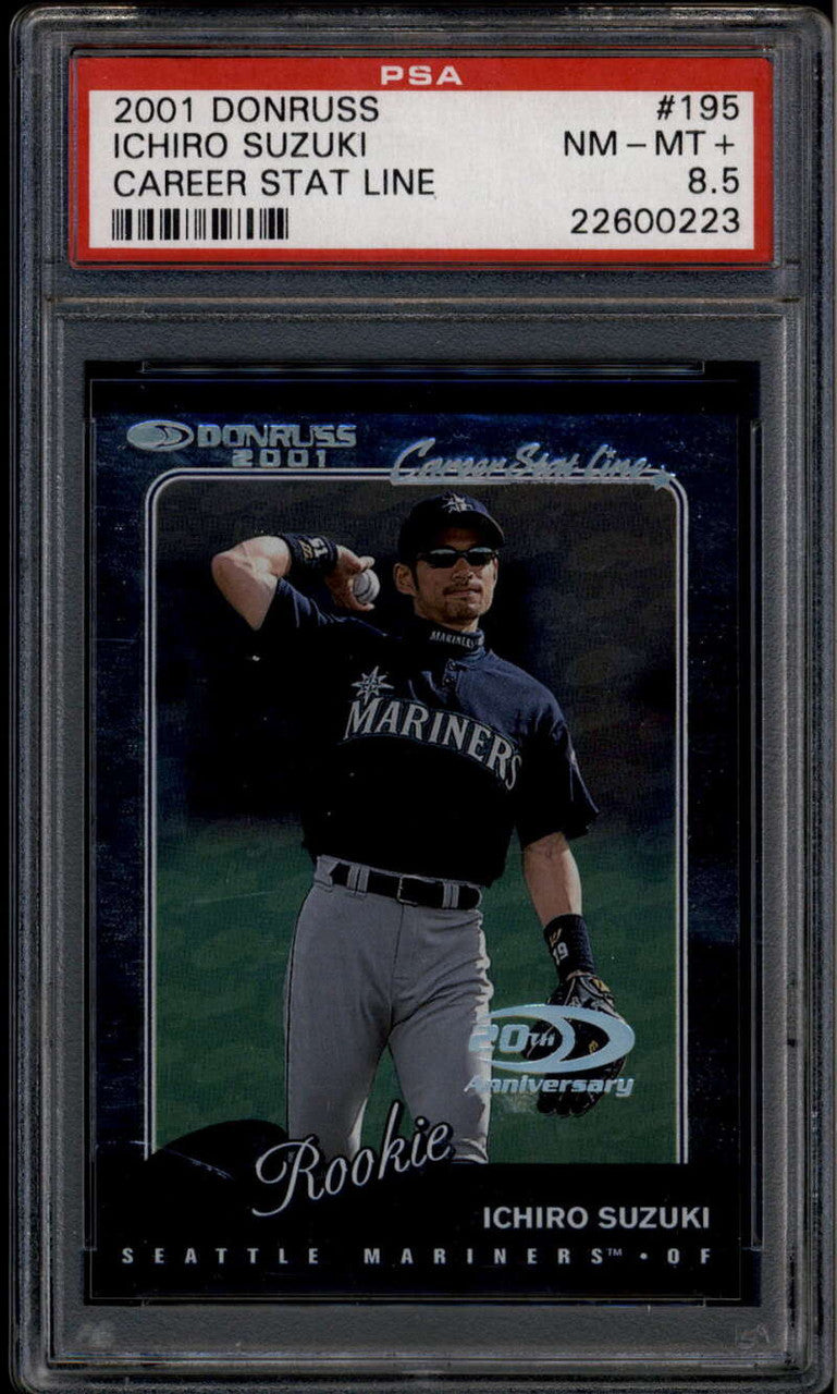 2001 Donruss Stat Line Career 195 Ichiro Suzuki RR Rated Rookie 33/106 PSA 8.5