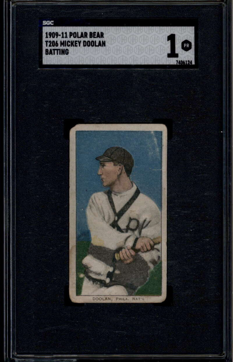 1909-11 t206 Polar Bear 137 Mickey Doolan Batting SGC 1 PR