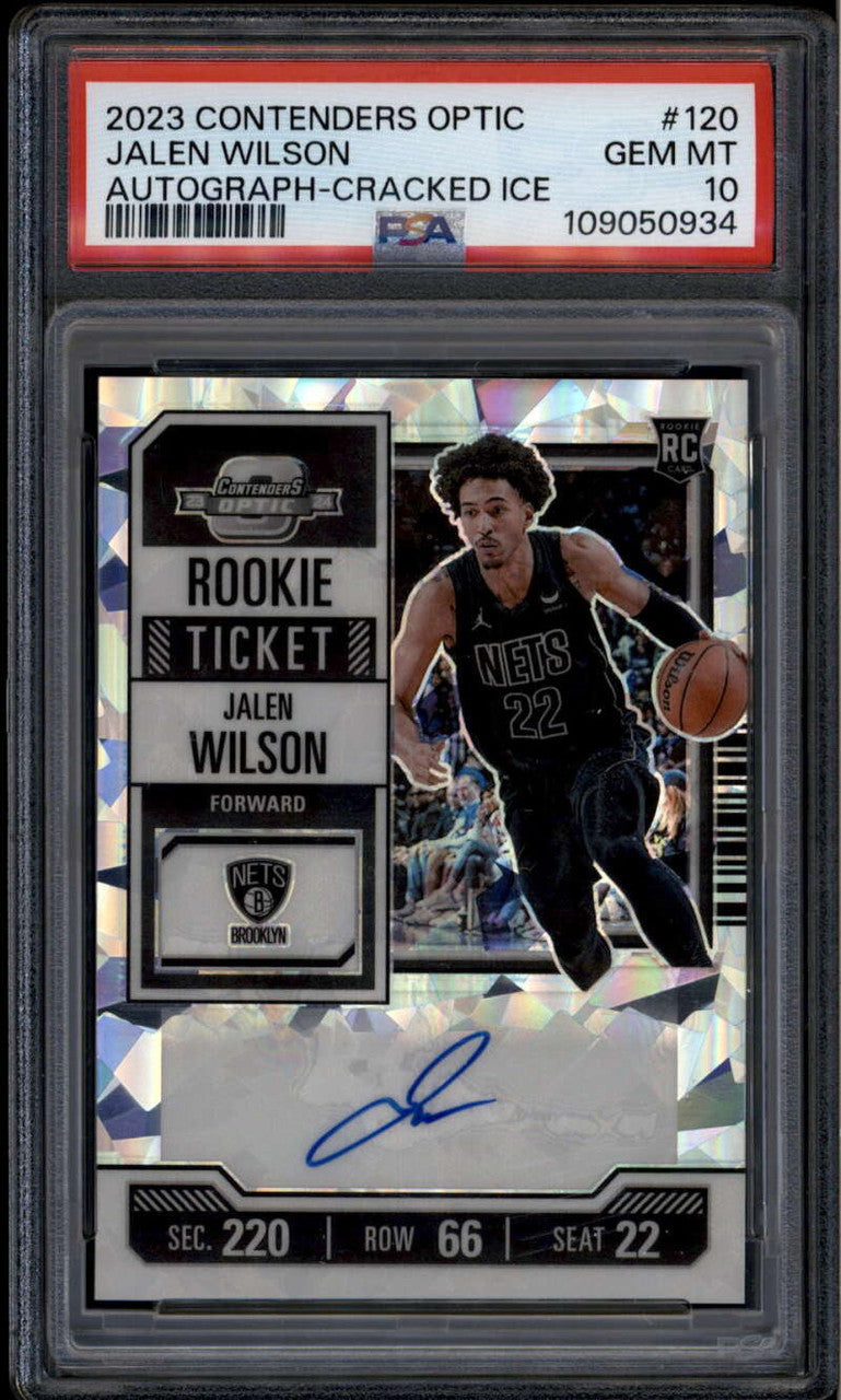 2023-24 Panini Contenders Optic Cracked Ice 120 Jalen Wilson RC Auto /23 PSA 10