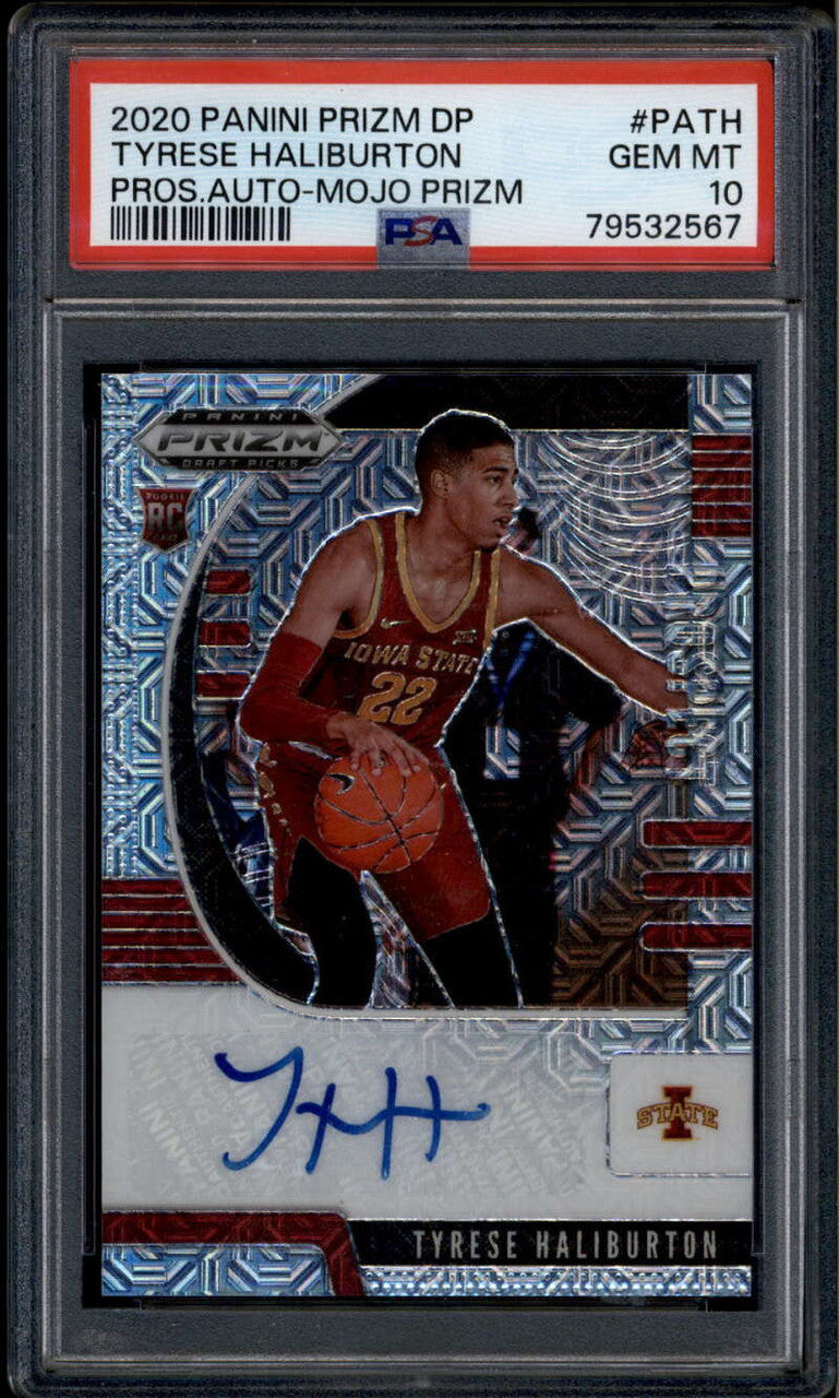 2020-21 Panini Prizm Draft Autographs Mojo Tyrese Haliburton RC Auto 8/25 PSA 10
