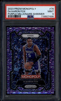 2023-24 Panini Prizm Monopoly Purple Millionaire Shimmer De'Aaron Fox /50 PSA 9
