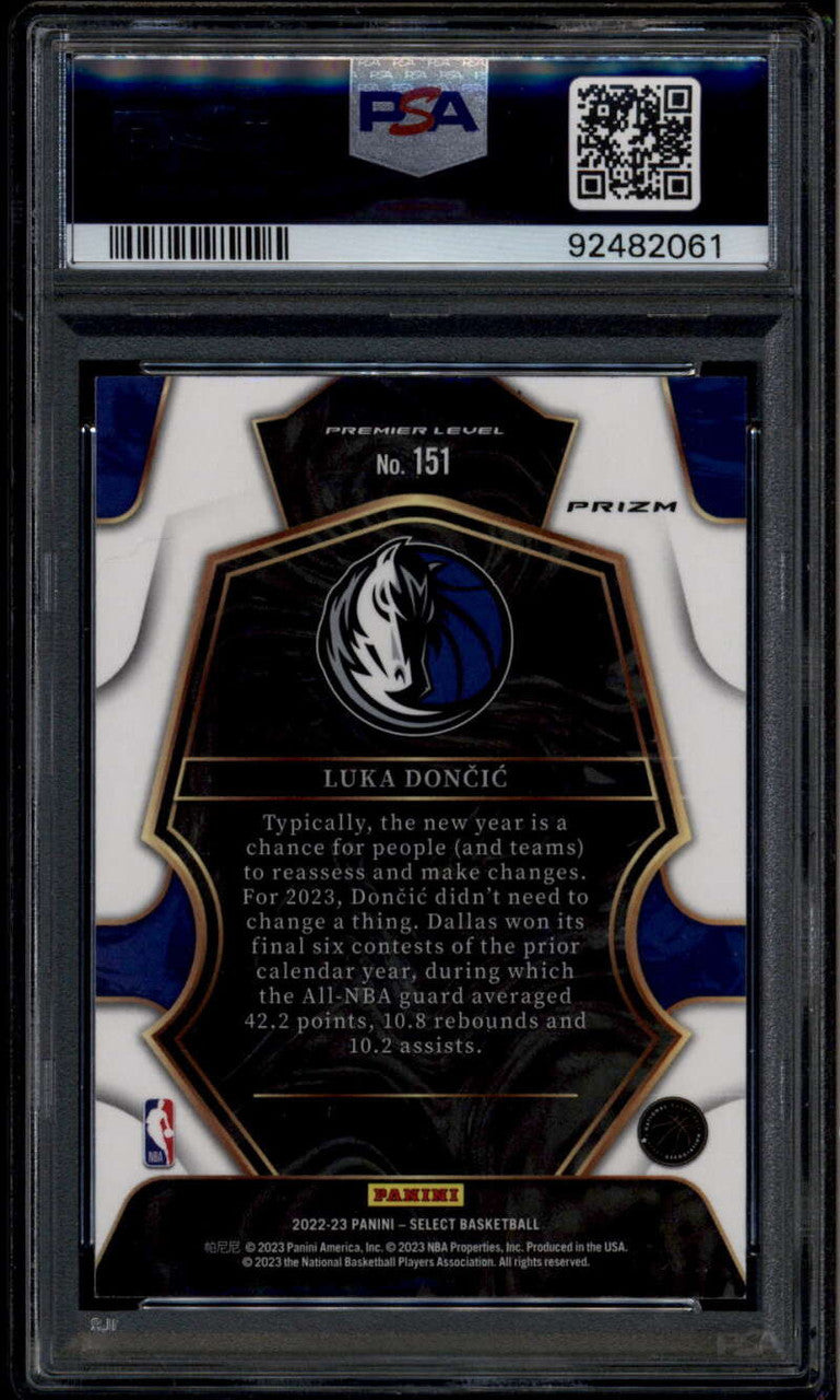 2022-23 Select Prizms Elephant Refractor 151 Luka Doncic Premier Level PSA 9