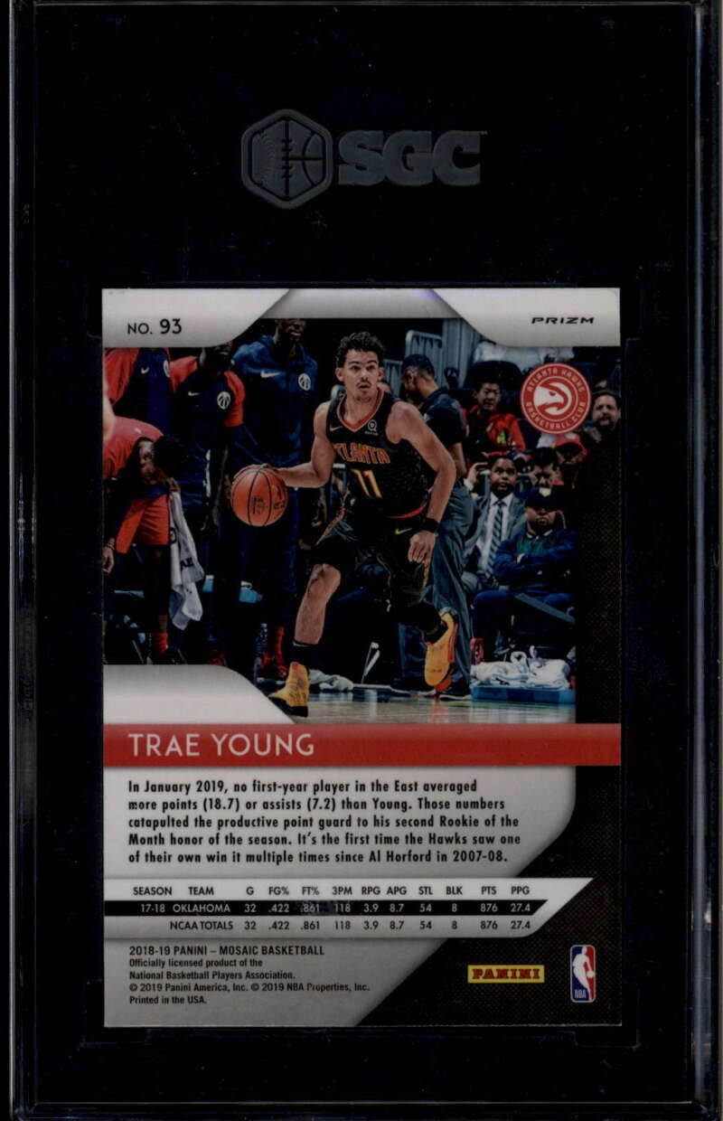 2018-19 Panini Prizm Mosaic 93 Trae Young Rookie SGC 9.5 MT+