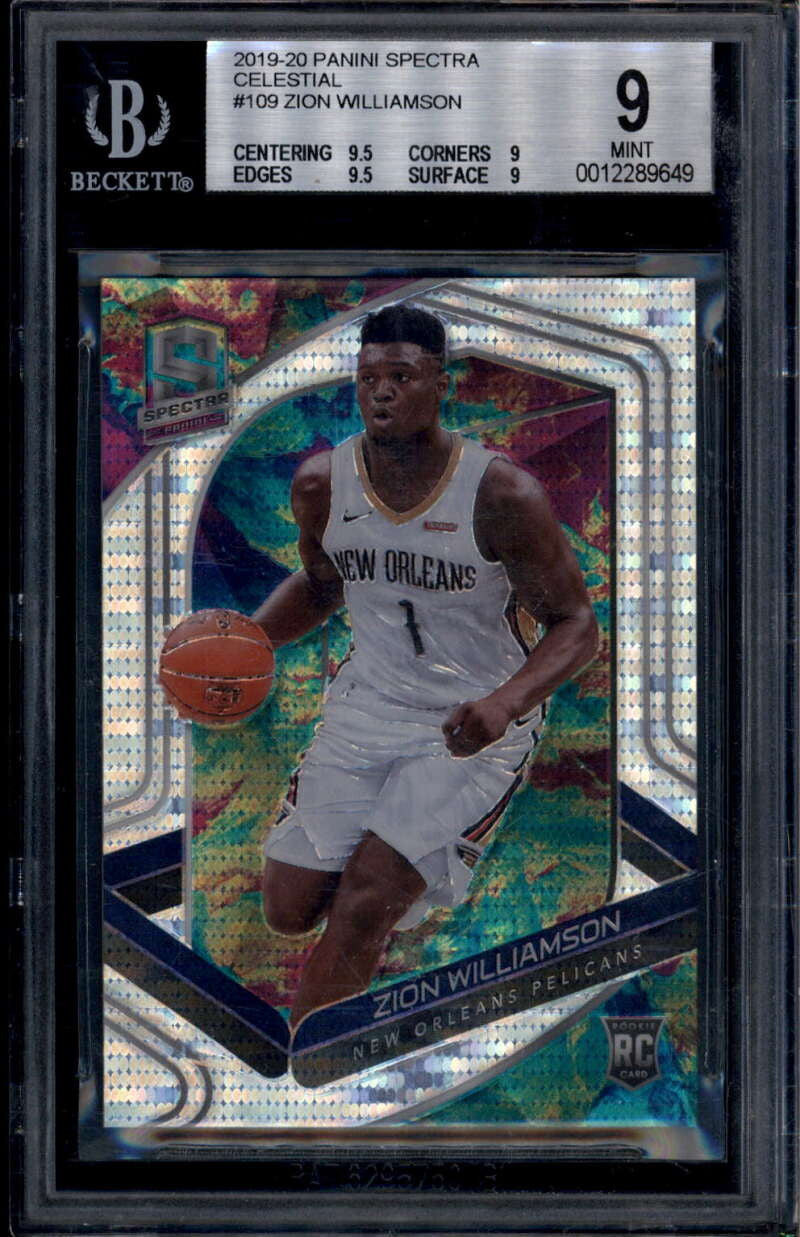 2019-20 Panini Spectra Celestial 109 Zion Williamson Rookie 48/99 BGS 9 MINT